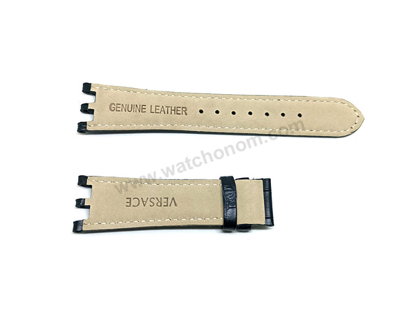 22mm Black Genuine Leather Watch Band Strap Compatible for Versace V-Race 29C , 29Q