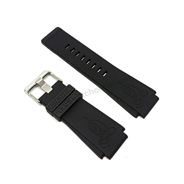 Diesel Mr. Cartoon DZCM-0002 Fits with 22mm Black Rubber Silicone Replacement Watch Strap Band