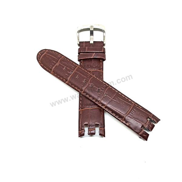 Swatch Irony Retrograde Genuine Leather Replacement Watch Strap Band - 22mm Black , Brown , Navy Blue