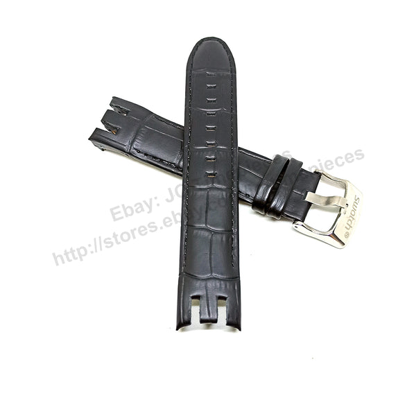 Swatch Irony Retrograde Genuine Leather Replacement Watch Strap Band - 22mm Black , Brown , Navy Blue