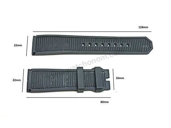 22mm Black Rubber/Silicone with Blue Line Replacement Watch Strap Band Fits with Tag Heuer Formula 1 Senna