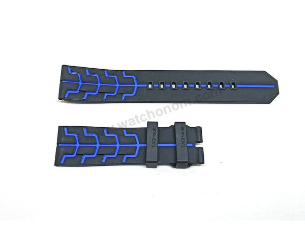 22mm Black Rubber/Silicone with Blue Line Replacement Watch Strap Band Fits with Tag Heuer Formula 1 Senna