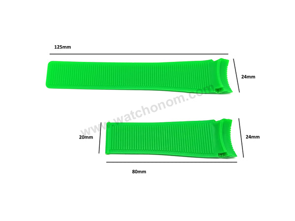 Fits/For Tag Heuer SLS Mercedes - 24mm Light Green Rubber Replacement Watch Band Strap
