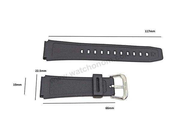 Fits/For Casio DB-58 , DB-59W , DB-59WG , ABX-21 , DB-80W , VDB-101 , VDB-101T , W-71 - 19mm Black Rubber Replacement Watch Band Strap