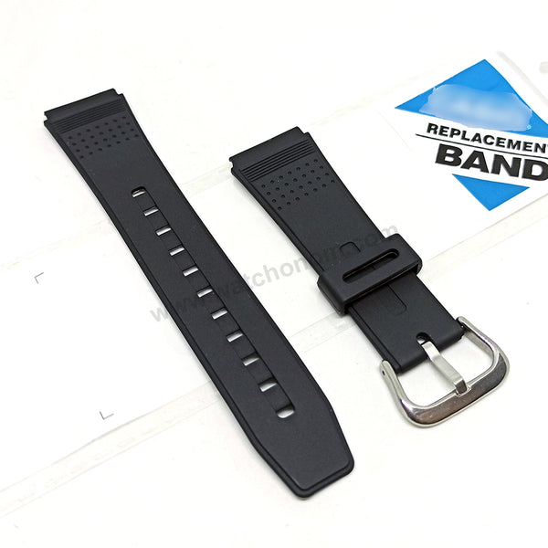 Fits/For Casio DB-58 , DB-59W , DB-59WG , ABX-21 , DB-80W , VDB-101 , VDB-101T , W-71 - 19mm Black Rubber Replacement Watch Band Strap