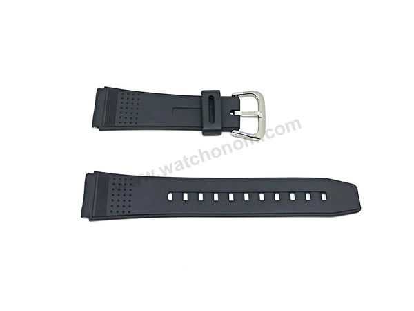 Fits/For Casio DB-58 , DB-59W , DB-59WG , ABX-21 , DB-80W , VDB-101 , VDB-101T , W-71 - 19mm Black Rubber Replacement Watch Band Strap