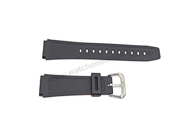 Fits/For Casio DB-58 , DB-59W , DB-59WG , ABX-21 , DB-80W , VDB-101 , VDB-101T , W-71 - 19mm Black Rubber Replacement Watch Band Strap