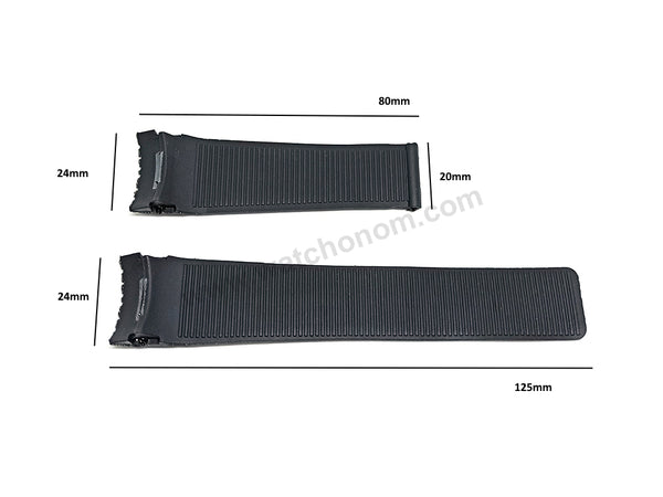 Fits/For Tag Heuer BMW Power - 24mm Black Tire Pattern/Embosssed Rubber Replacement Watch Band Strap