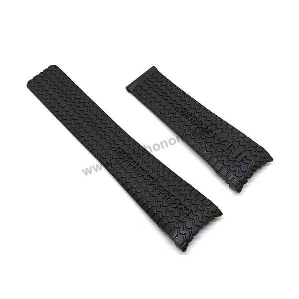 Fits/For Tag Heuer BMW Power - 24mm Black Tire Pattern/Embosssed Rubber Replacement Watch Band Strap