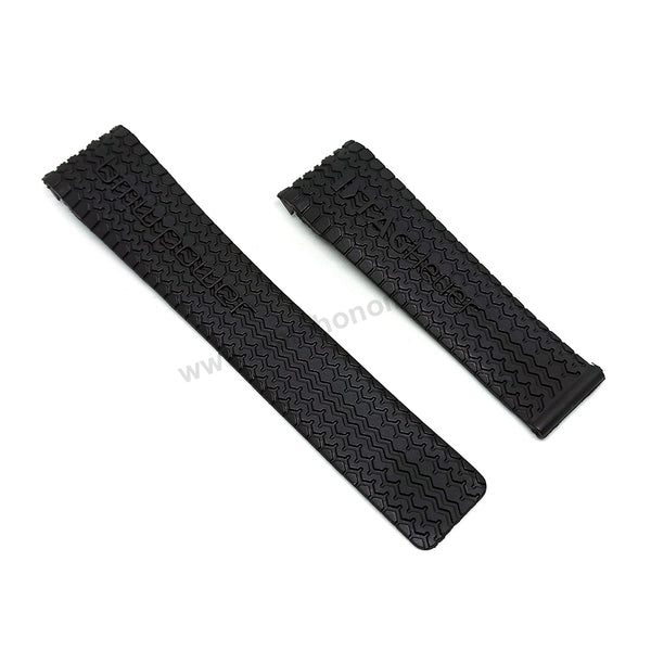 Fits/For Tag Heuer BMW Power - 24mm Black Tire Pattern/Embosssed Rubber Replacement Watch Band Strap