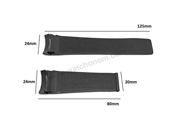 Fits/For Tag Heuer SLS Mercedes - 24mm Black Rubber with Red Line Replacement Watch Band Strap