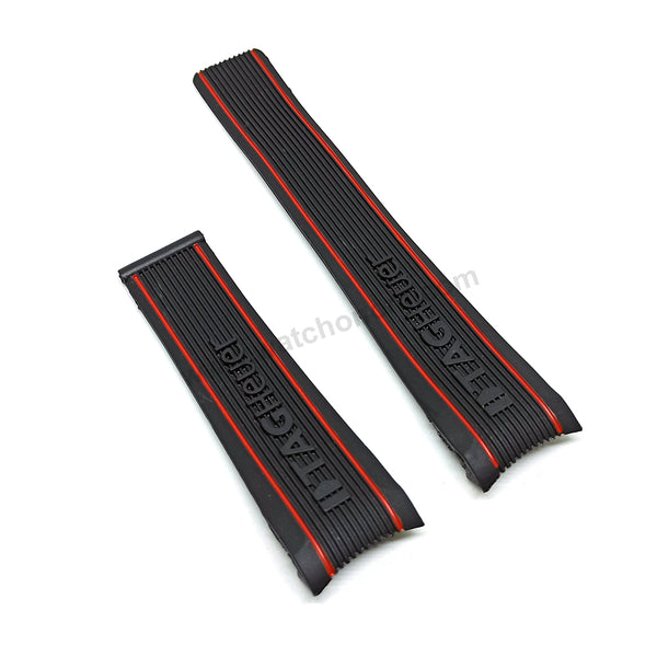 Fits/For Tag Heuer SLS Mercedes - 24mm Black Rubber with Red Line Replacement Watch Band Strap