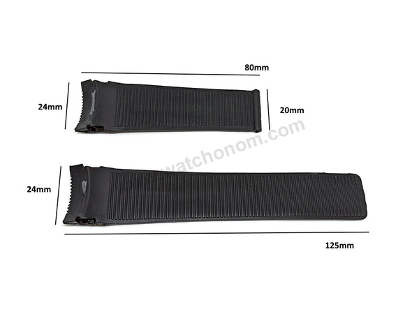 Fits/For Tag Heuer SLS Mercedes - 24mm Black Rubber with Green Line Replacement Watch Band Strap