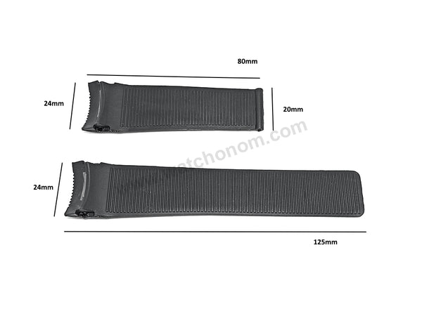 Fits/For Tag Heuer SLS Mercedes - 24mm Black Rubber with Blue Line Replacement Watch Band Strap