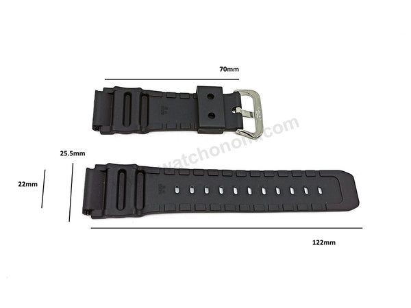 Fits/For Casio AD-520 , AMW-360B , AMW-S320 , AQ-600W - 22mm Black Rubber Replacement Watch Band Strap