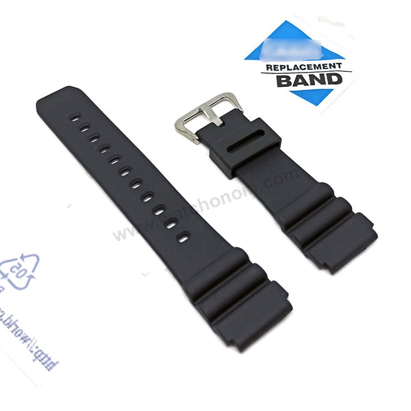 Fits/For Casio MDV-106 , MDV-107 - 22mm Black Rubber Replacement Watch Band Strap