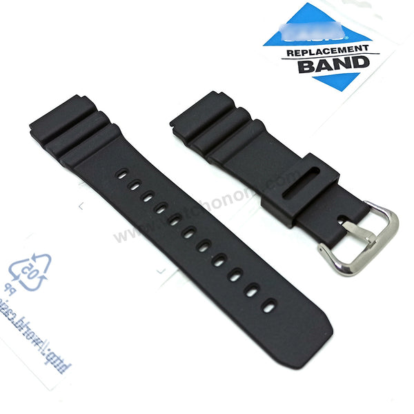 Fits/For Casio DW-3000C , MMA-200W , MQD-3000W - 22mm Black Rubber Replacement Watch Band Strap