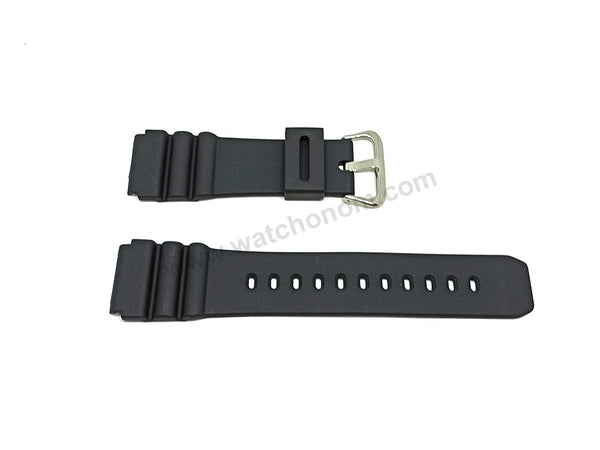 Fits/For Casio MDV-106 , MDV-107 - 22mm Black Rubber Replacement Watch Band Strap
