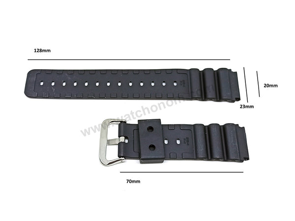 Fits/For Casio Duro MTD-1050D , MTD-1051D - Black Rubber Replacement Watch Band Strap