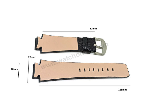 Diesel Cliffhanger DZ1089 , DZ1091 , DZ1186 , DZ1263 , DZ1299 Fits with 18mm Black Genuine Leather Handmade Replacement Watch Strap Band