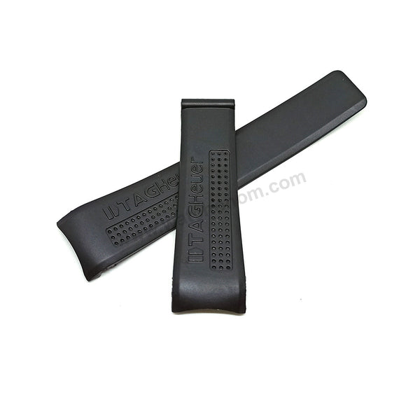 24mm Black Rubber/Silicone with Curved End Perforated Replacement Watch Strap Band Fits with Tag Heuer