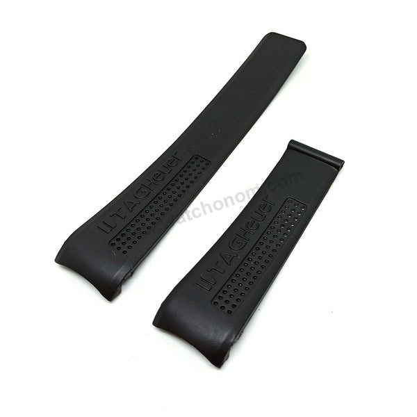 24mm Black Rubber/Silicone with Curved End Perforated Replacement Watch Strap Band Fits with Tag Heuer