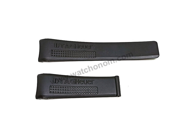 24mm Black Rubber/Silicone with Curved End Perforated Replacement Watch Strap Band Fits with Tag Heuer