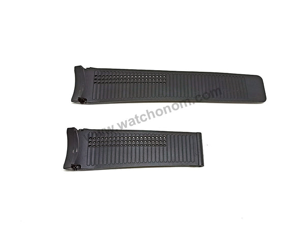 24mm Black Rubber/Silicone with Curved End Perforated Replacement Watch Strap Band Fits with Tag Heuer