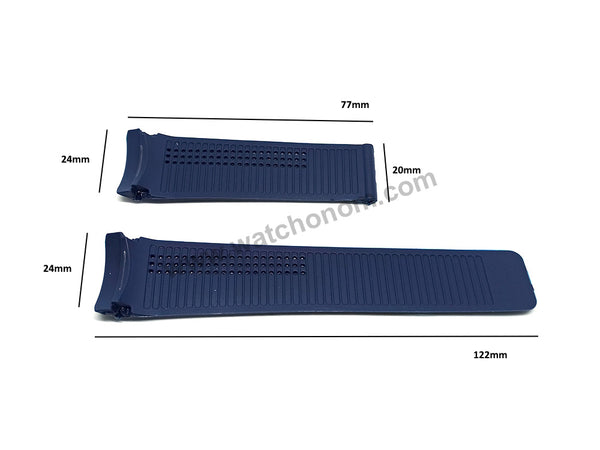 24mm Navy Blue Rubber/Silicone with Curved End Perforated Replacement Watch Strap Band Fits with Tag Heuer