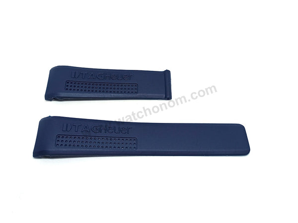 24mm Navy Blue Rubber/Silicone with Curved End Perforated Replacement Watch Strap Band Fits with Tag Heuer