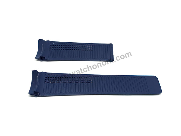 24mm Navy Blue Rubber/Silicone with Curved End Perforated Replacement Watch Strap Band Fits with Tag Heuer