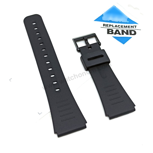 Fits/For Casio CMD-40 , CMD-40B , CMD-40D , CMD-40E , CMD-50 Remote Control Wristwatch - 22mm Black Rubber Replacement Watch Band Strap