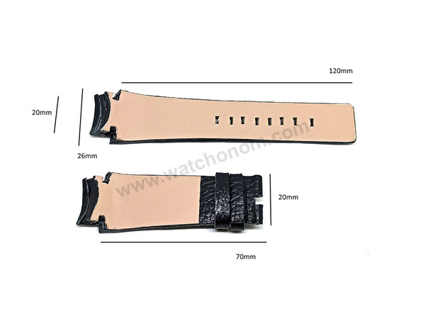 Diesel DZ4122 Fits with 20mm Handmade Black Genuine Leather Replacement Watch Band Strap