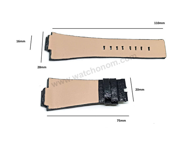 Diesel DZ1102 Fits with 16mm Handmade Black Genuine Leather Replacement Watch Band Strap