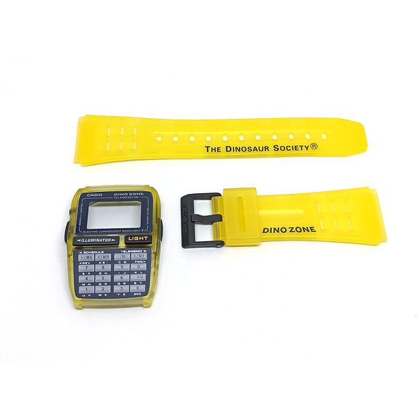 NOS Genuine Casio Dino Zone - The Dinosaur Society DBC-63 Yellow Rubber Watch Band Strap - Case Bezel Caja SET