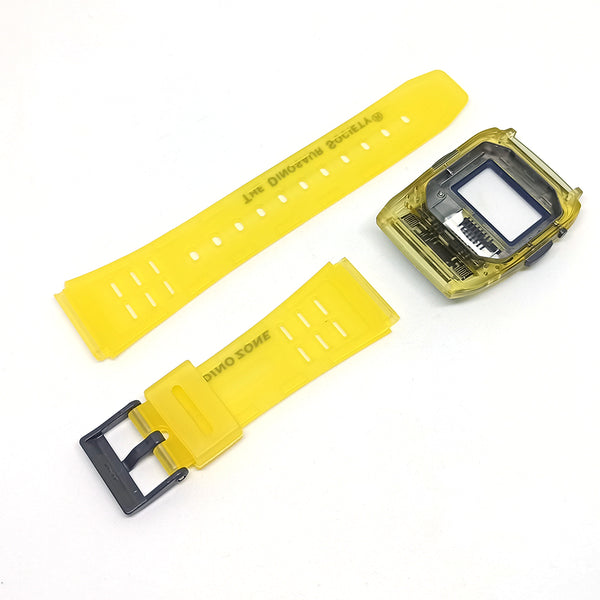 NOS Genuine Casio Dino Zone - The Dinosaur Society DBC-63 Yellow Rubber Watch Band Strap - Case Bezel Caja SET
