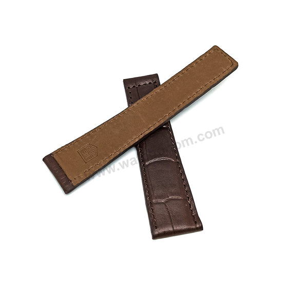 Fits/for Tag Heuer Monaco - 22mmx18mm Brown Genuine Leather FC6178 Replacement Watch Strap Band