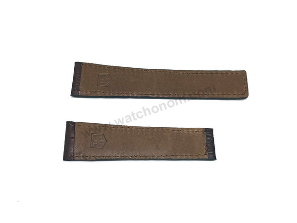 Fits/for Tag Heuer Monaco - 22mmx18mm Brown Genuine Leather FC6178 Replacement Watch Strap Band