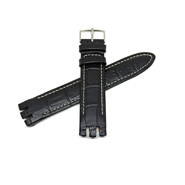 Swatch Irony New Big YTS400 , YTS401 , YTS402 , YTS403 , YTS409 , YTS713 , YTB400 - 20mm Black Genuine Leather Replacement Watch Strap Band