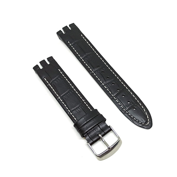 Swatch Irony New Big YTS400 , YTS401 , YTS402 , YTS403 , YTS409 , YTS713 , YTB400 - 20mm Black Genuine Leather Replacement Watch Strap Band