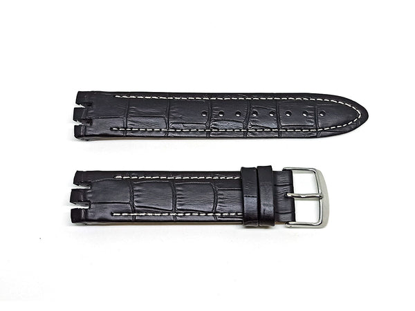 Swatch Irony New Big YTS400 , YTS401 , YTS402 , YTS403 , YTS409 , YTS713 , YTB400 - 20mm Black Genuine Leather Replacement Watch Strap Band