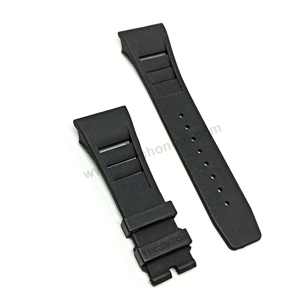 Fits/For Richard Mille 111 - 22mm Black Rubber Replacement Watch Band Strap