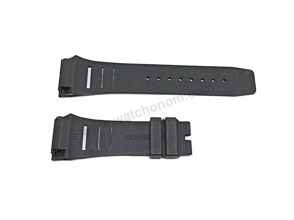 Fits/For Richard Mille 111 - 22mm Black Rubber Replacement Watch Band Strap