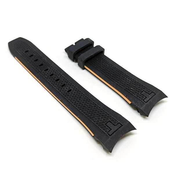 23mm Black Rubber with Light Orange Lines Replacement Watch Strap Band fits with Tissot PRS 516 T079427