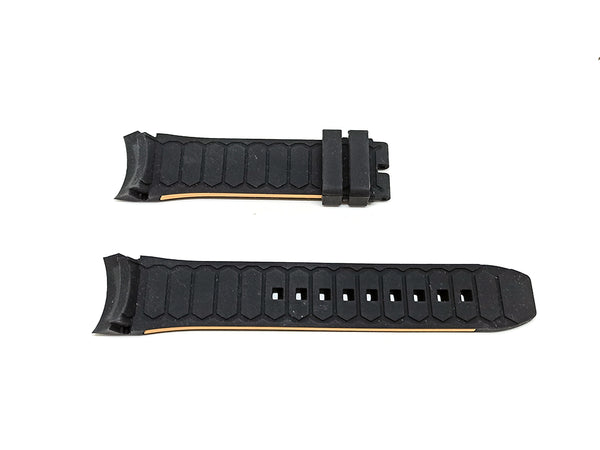 23mm Black Rubber with Light Orange Lines Replacement Watch Strap Band fits with Tissot PRS 516 T079427
