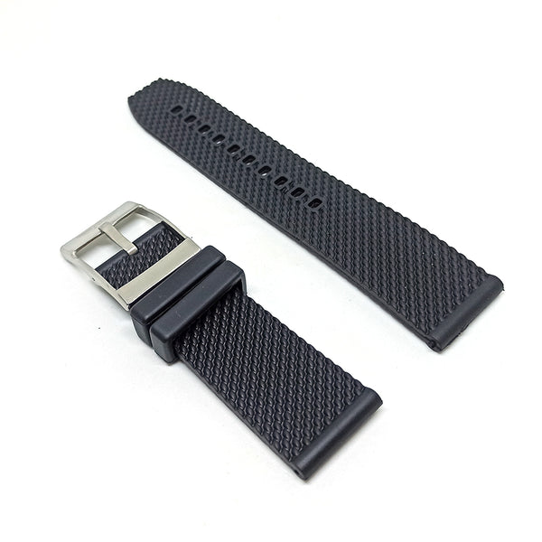 Fits/ For Breitling Avenger Hurricane XB1210 - Mesh 24mm Black Rubber / Silicone Replacement Watch Band Strap 24-22
