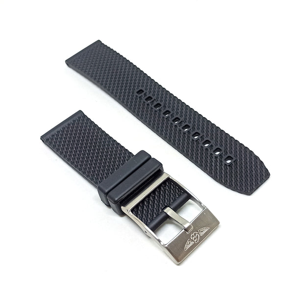 Fits/ For Breitling Avenger Hurricane XB1210 - Mesh 24mm Black Rubber / Silicone Replacement Watch Band Strap 24-22