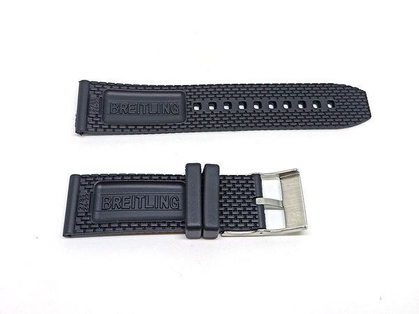 Fits/ For Breitling Avenger Hurricane XB1210 - Mesh 24mm Black Rubber / Silicone Replacement Watch Band Strap 24-22