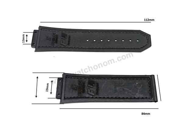 19mm Black Rubber Blue Stitch Replacement Watch Band Strap Compatible Hublot King Power F1 Formula 48mm