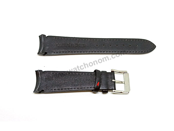 21mm Handmade Red Stitch on Black Genuine Leather Watch Band Strap Compatible For Seiko Sportura Chronograph 7T62-0KV0 - SNAE65P1 , SNAE75P1 , SCJC043